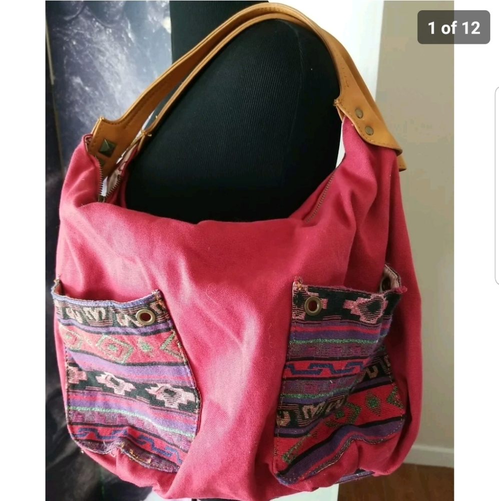 LUCKY BRAND Women's Boho Pattern Pockets Hobo‎ Style Double Shoulder Strap Purse